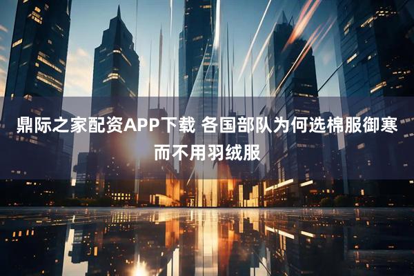 鼎际之家配资APP下载 各国部队为何选棉服御寒而不用羽绒服