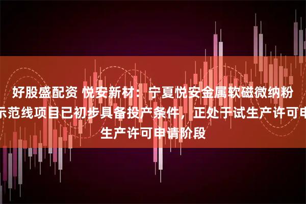 好股盛配资 悦安新材：宁夏悦安金属软磁微纳粉体生产示范线项目已初步具备投产条件，正处于试生产许可申请阶段